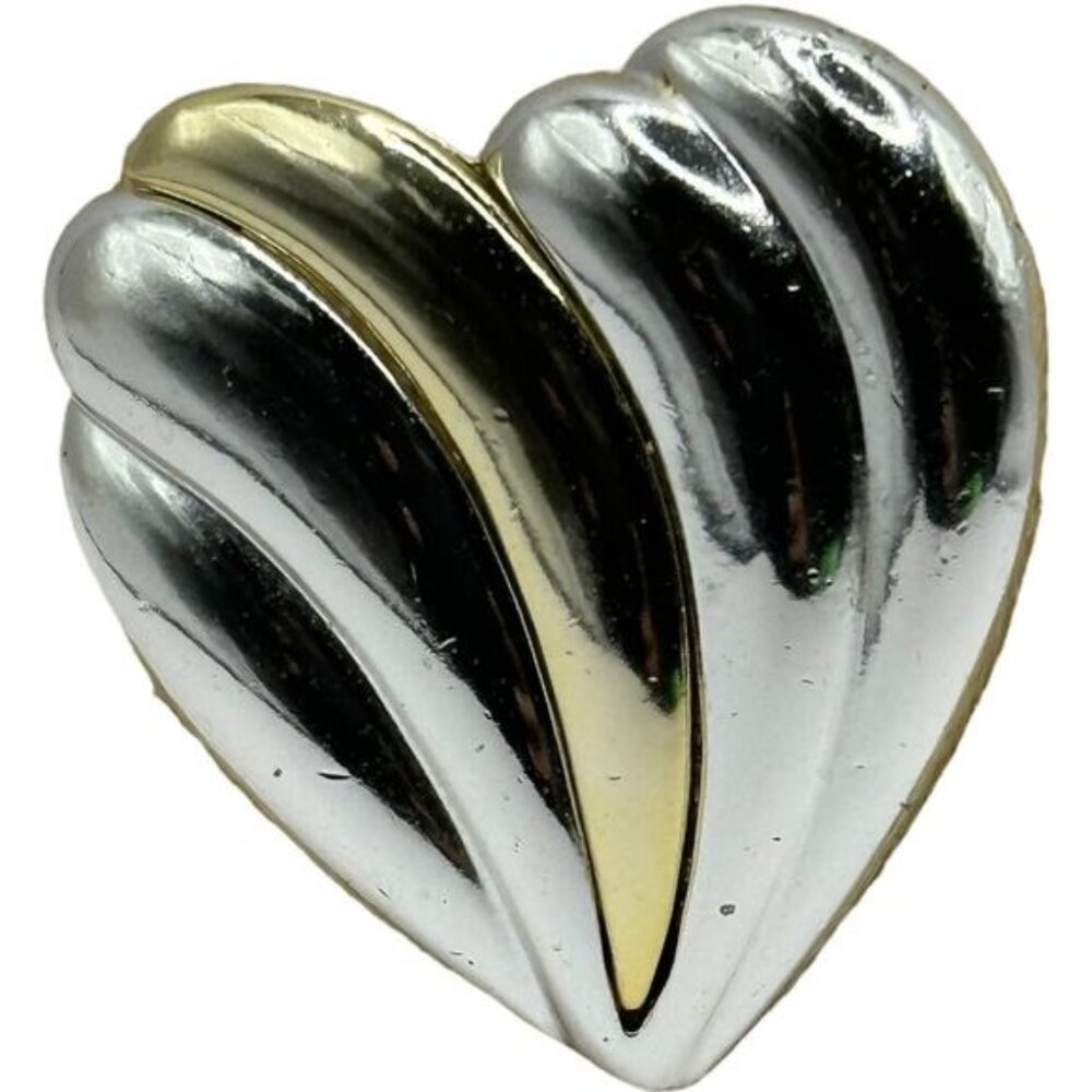 Vintage Dancraft Silver & Gold-Tone Heart Brooch Pin